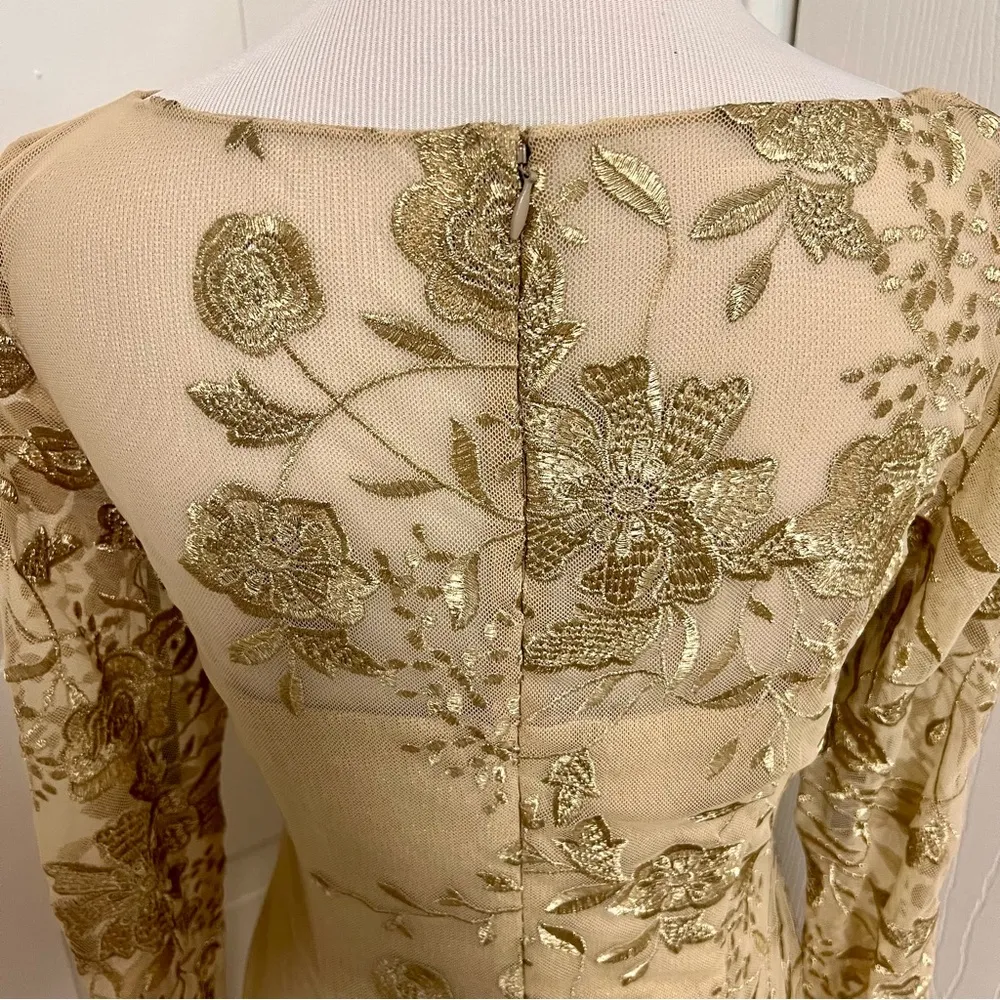 David Meister Embroidered Illusion Cocktail Dress - Image 8