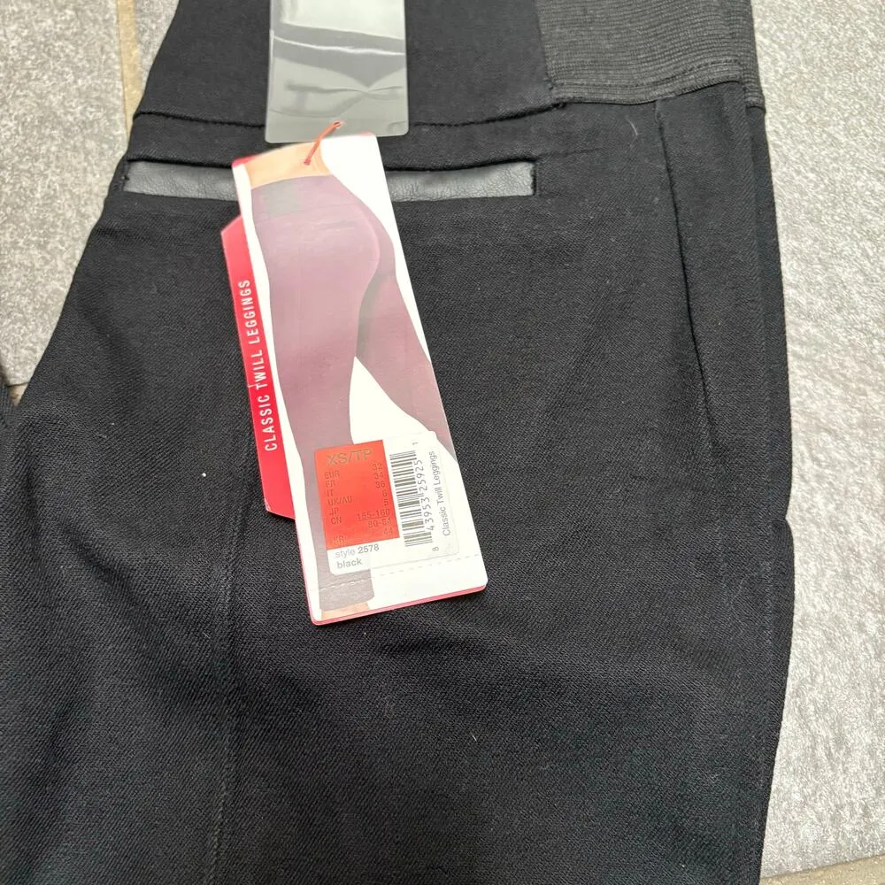 Spanx Classic Twill Leggings Black XS Slimming Shaping Stretch Waist Panels - Image 3