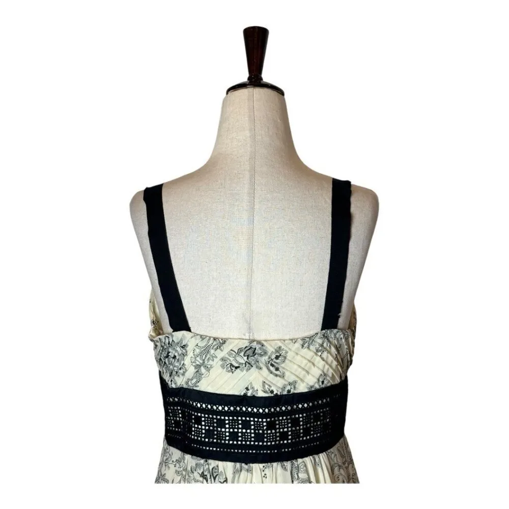 Eliza J Dress Women 8 Ivory Black Floral Print‎ Fit And Flare Midi Whimsigoth - Image 4