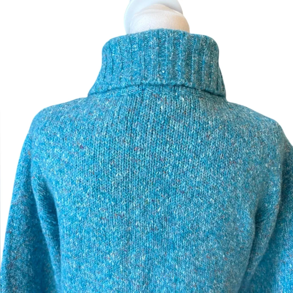 LL Bean Vintage Wool Blend Confetti Cable Knit Cardigan Sweater Womens Medium Blue - Image 6