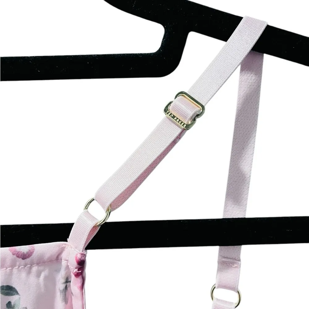 Ted Baker NWOT London Silky Satin Racer Chemise Floral Dress Size Medium - Image 6