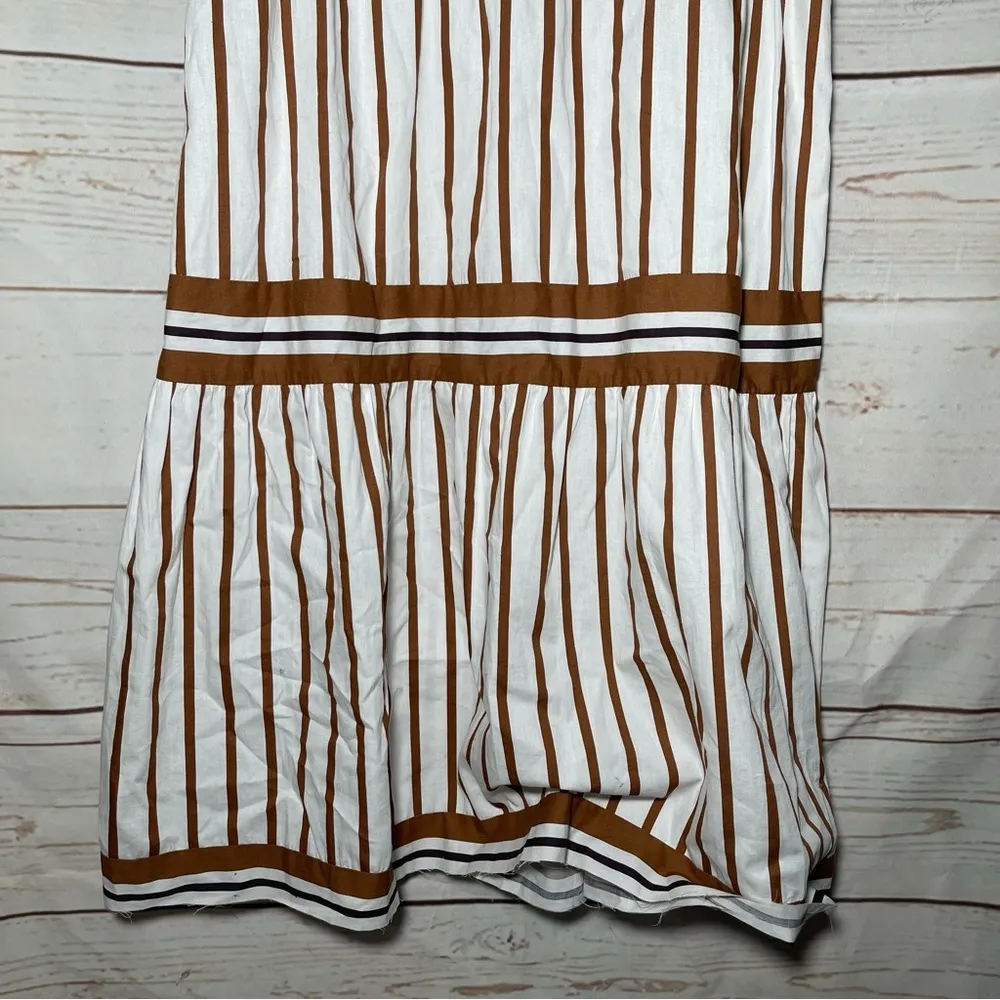 Everlily • Mini Dress • Striped • White/Brown • Medium • Fall • Autumn Brown - Image 4