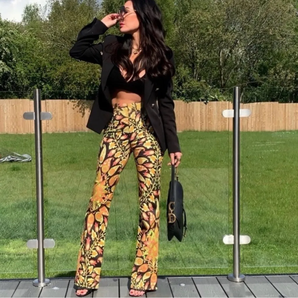 ZARA Multicolored 70s‎ Groove Paisley Print High Waist Flare Pants Size Large - Image 5