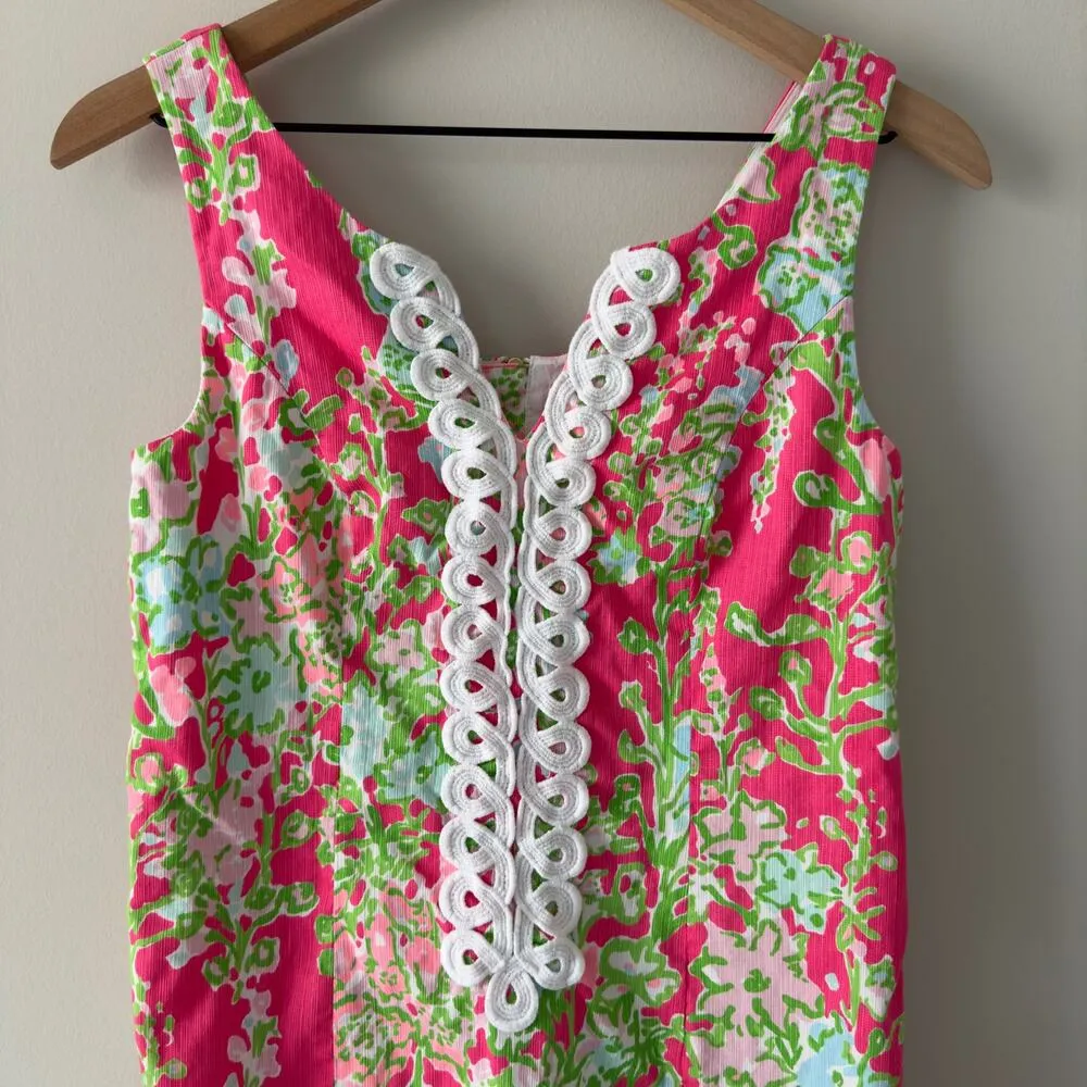 Lilly Pulitzer Cathy Shift Dress Flamingo Pink Southern Charm 0 Lace 100% Cotton - Image 9
