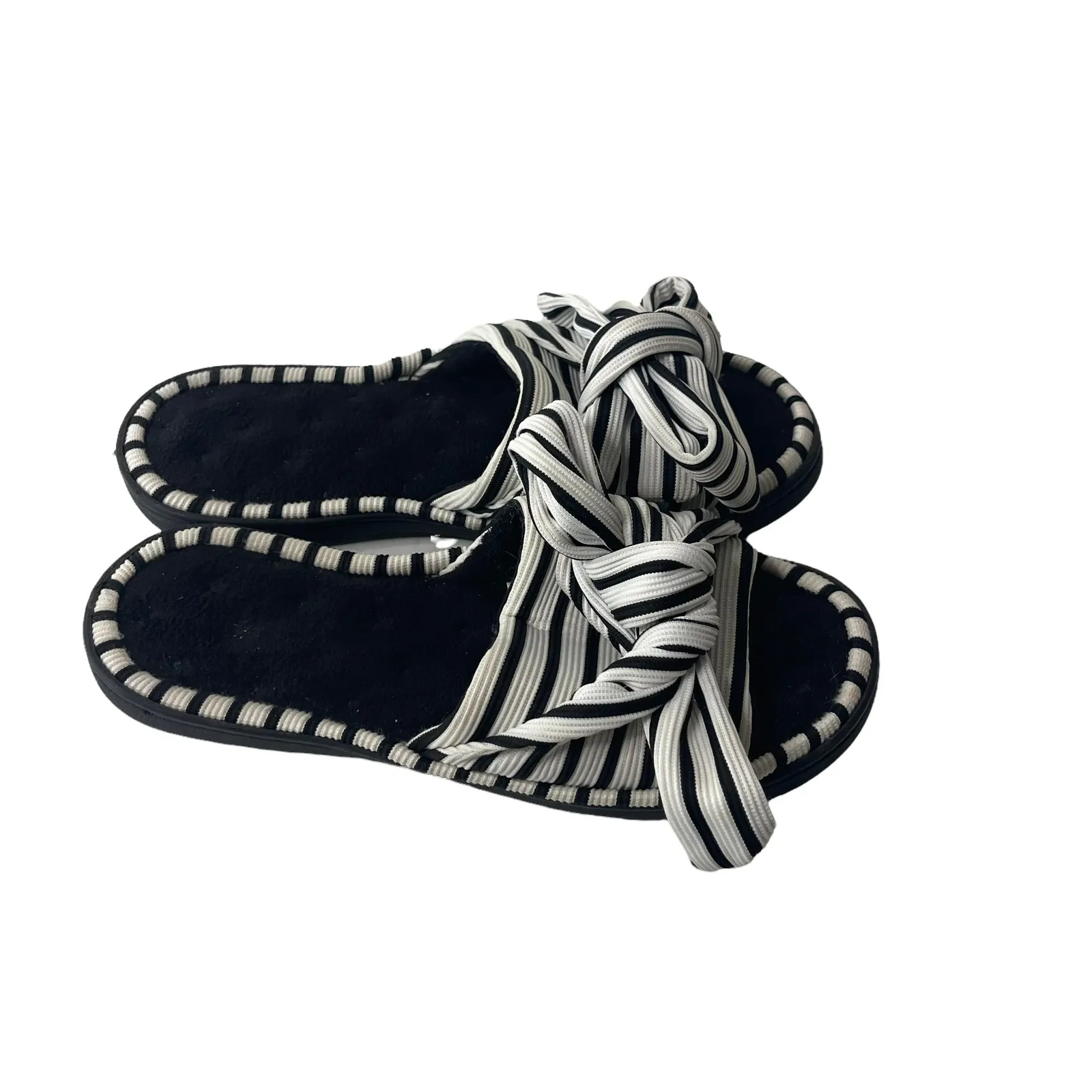 Ultra Ideas Black‎ White Memory Foam Bow Slides Black Size 7.5 - Image 8