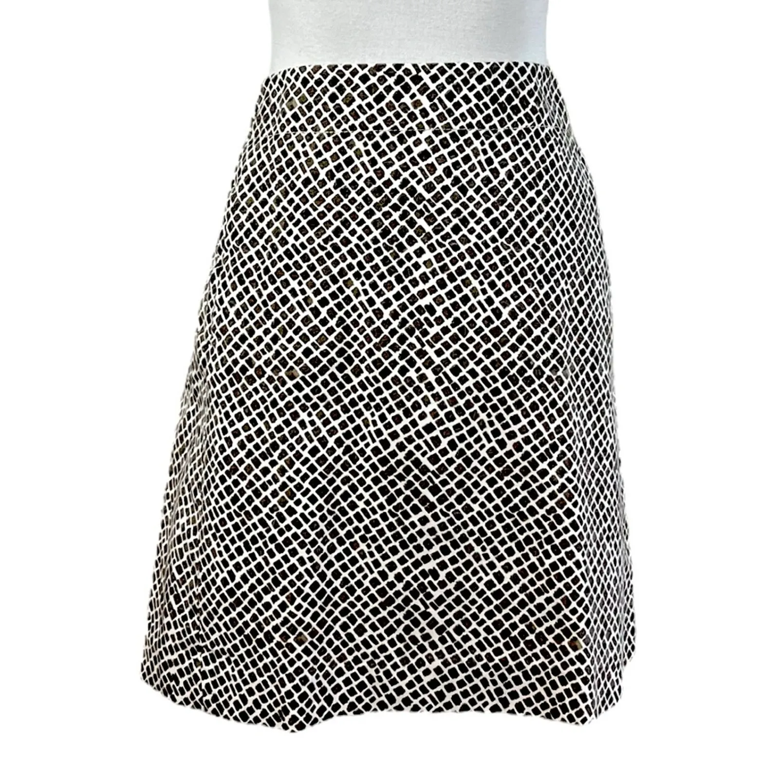 LOFT Skirt A-line Lined Above Knee Tan Cream Animal Print Women’s Size 12 - Image 2