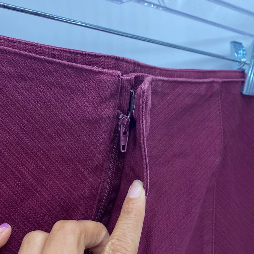 Hillard & Handson burgundy textured a-line skirt business casual cotton blend - Image 3