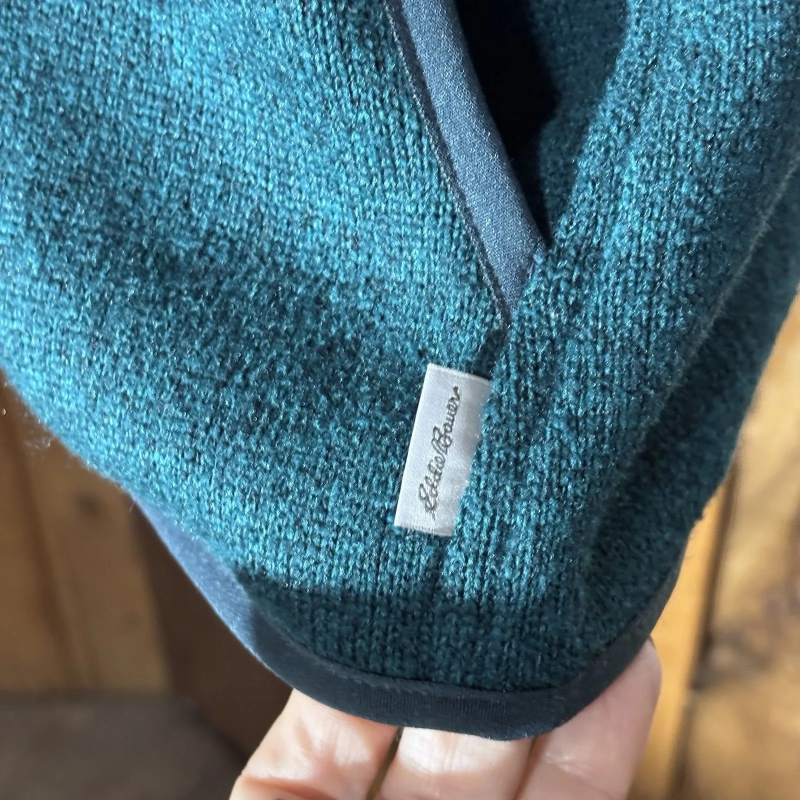 EDDIE BAUER Womens Cozy FLeece Mock Neck Pullover Teal Sweater Size M Casual - Image 4