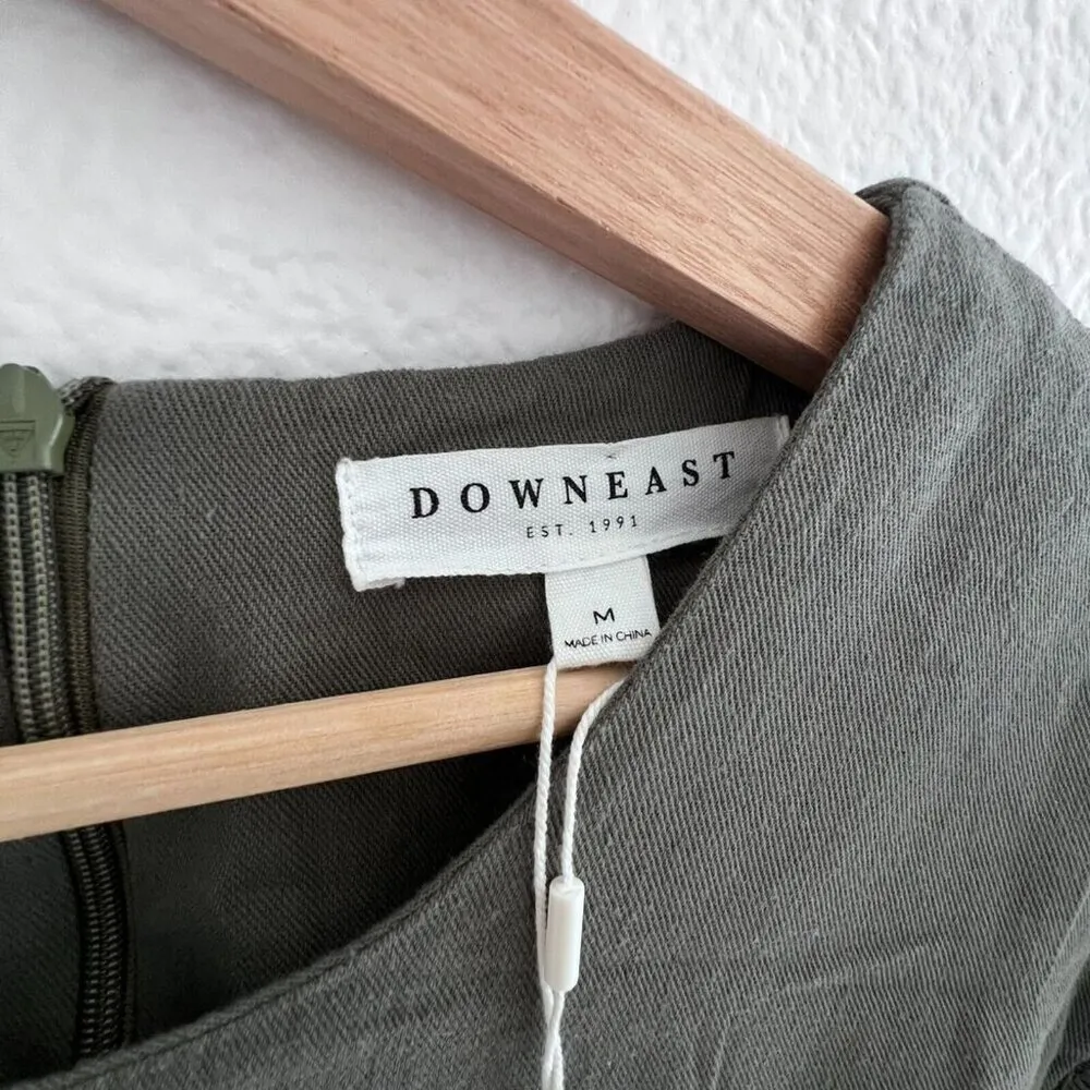 Downeast bohemian Jumpsuit Green Army Tie Front Boiler Zip Closure Coveralls M Size M - Image 3