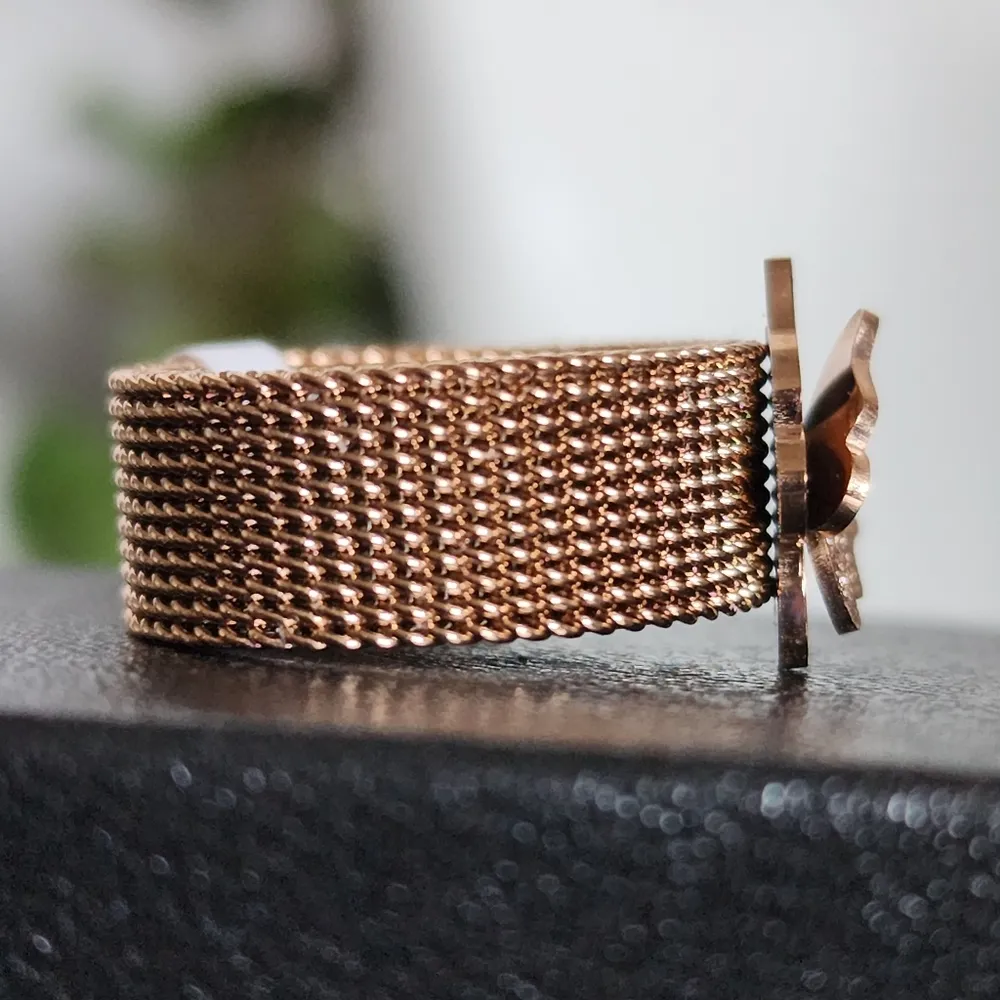 Gold Filled Mesh Ring with Shimmer Butterfly - Image 3