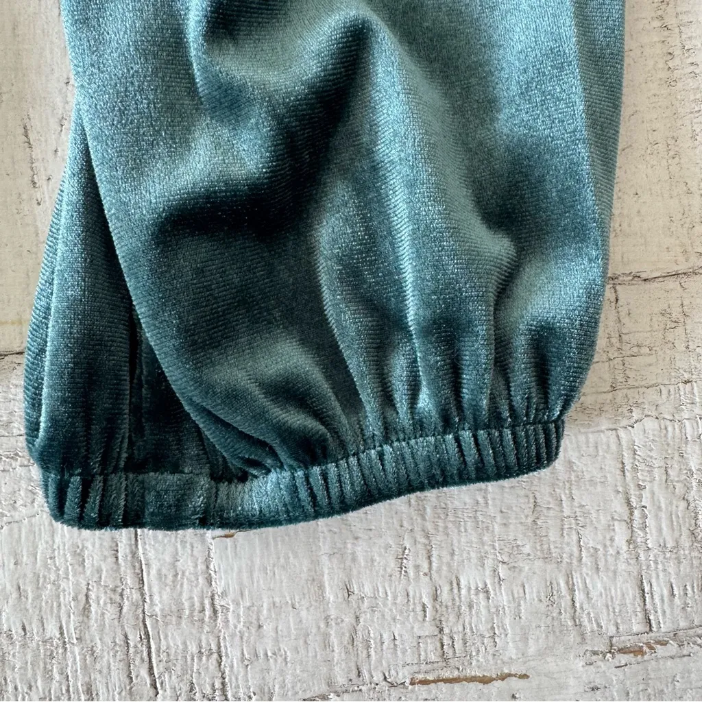 Gap Velvet Puff Sleeve Top NWT size Medium Tropic Green Long Sleeve Square Neck‎ - Image 4