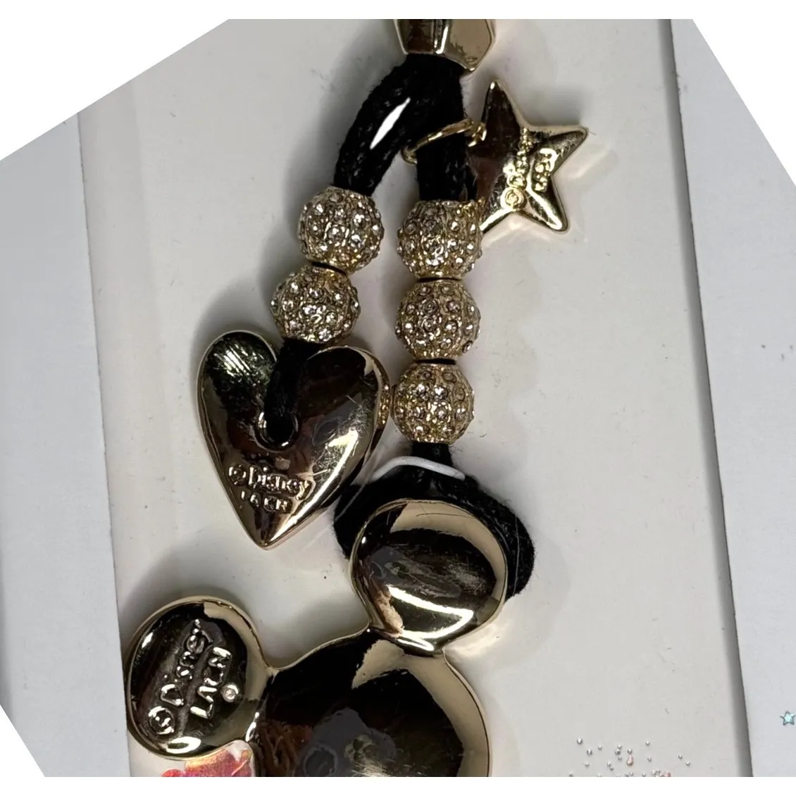 Disney Mickey Mouse Bag Charm Key Ring Crystal Heart Purse Accessory Gold Box - Image 5