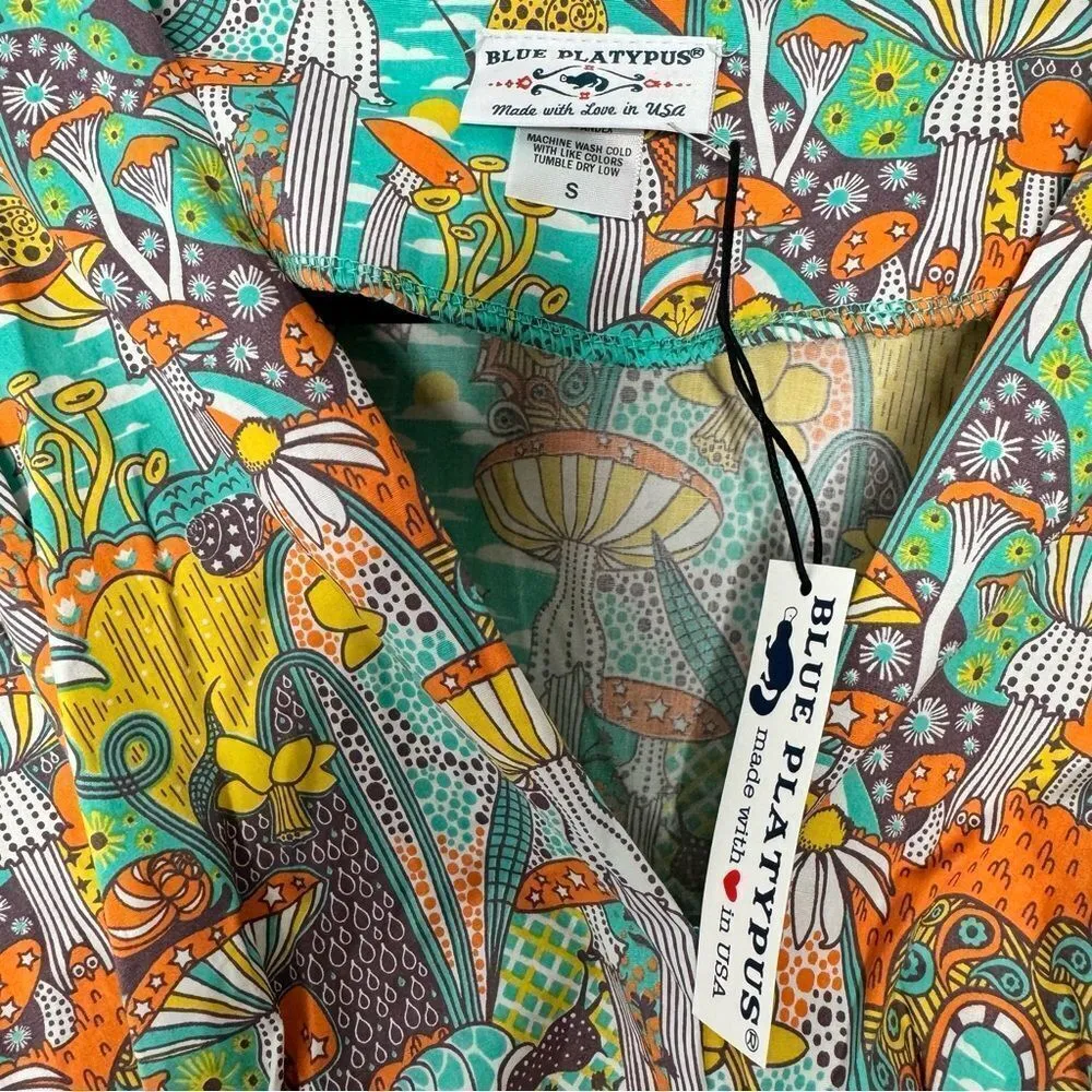 Blue Platypus mushrooms caftan dress Blue - Image 4