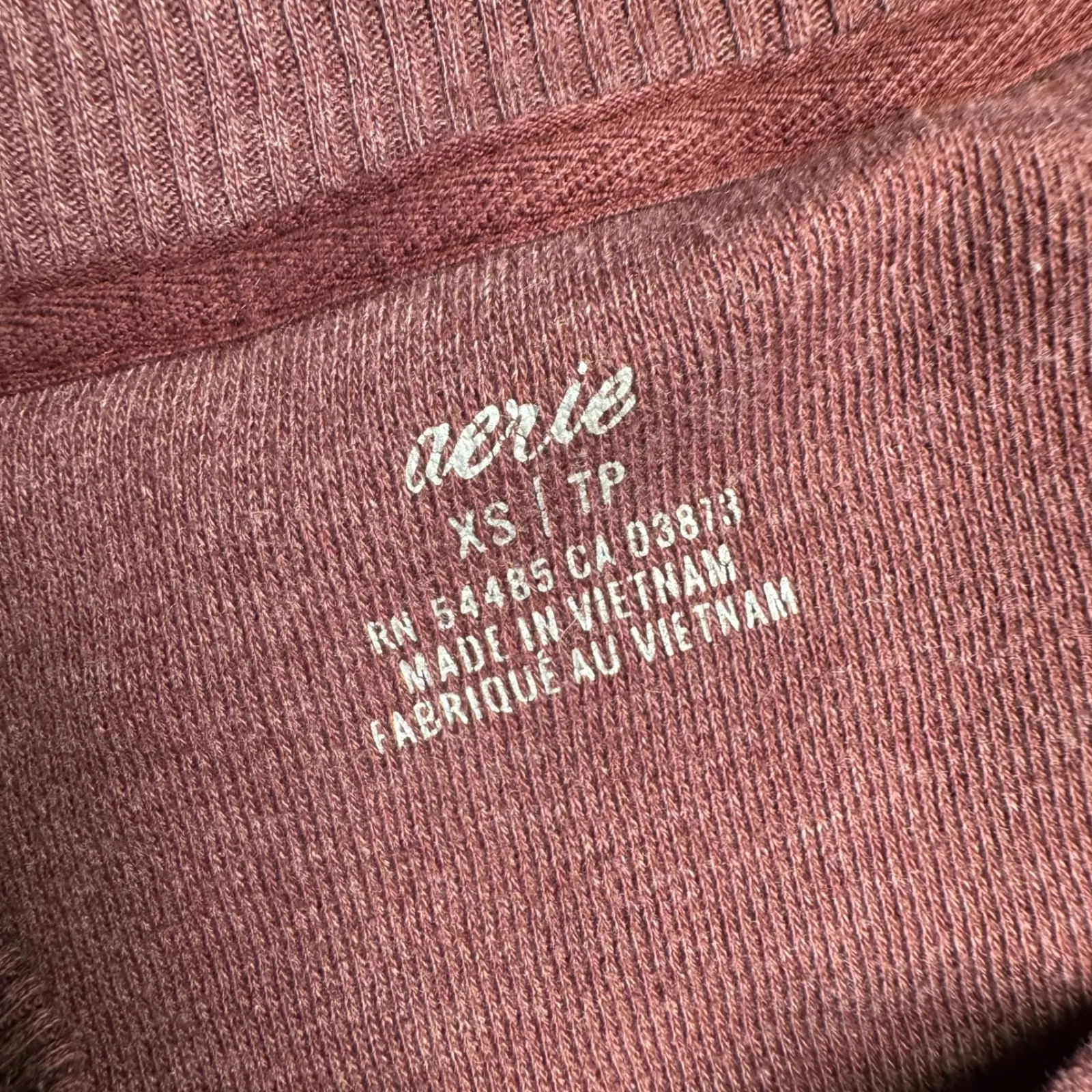 Aerie Pullover Sweatshirt Burgundy Split Side Crew Neck Long Sleeve Women XS - Image 3