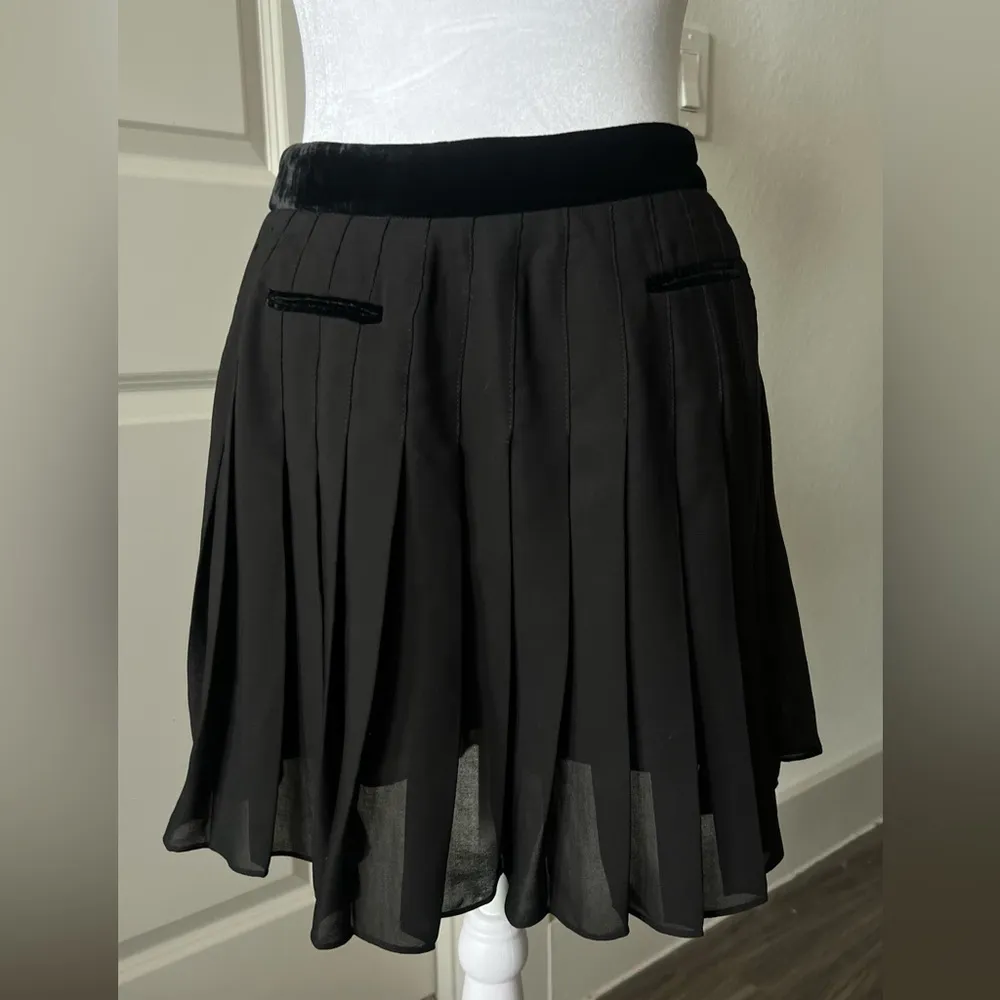 Maje Black Mini silk Skater Skirt - Image 2
