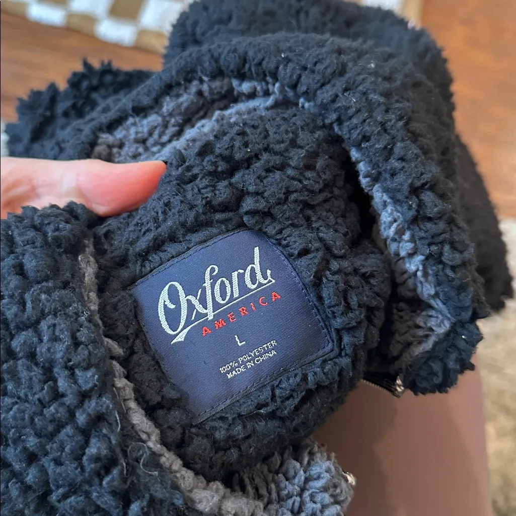 Oxford Black University of Delaware Sherpa Fleece Jacket Size L - Image 5