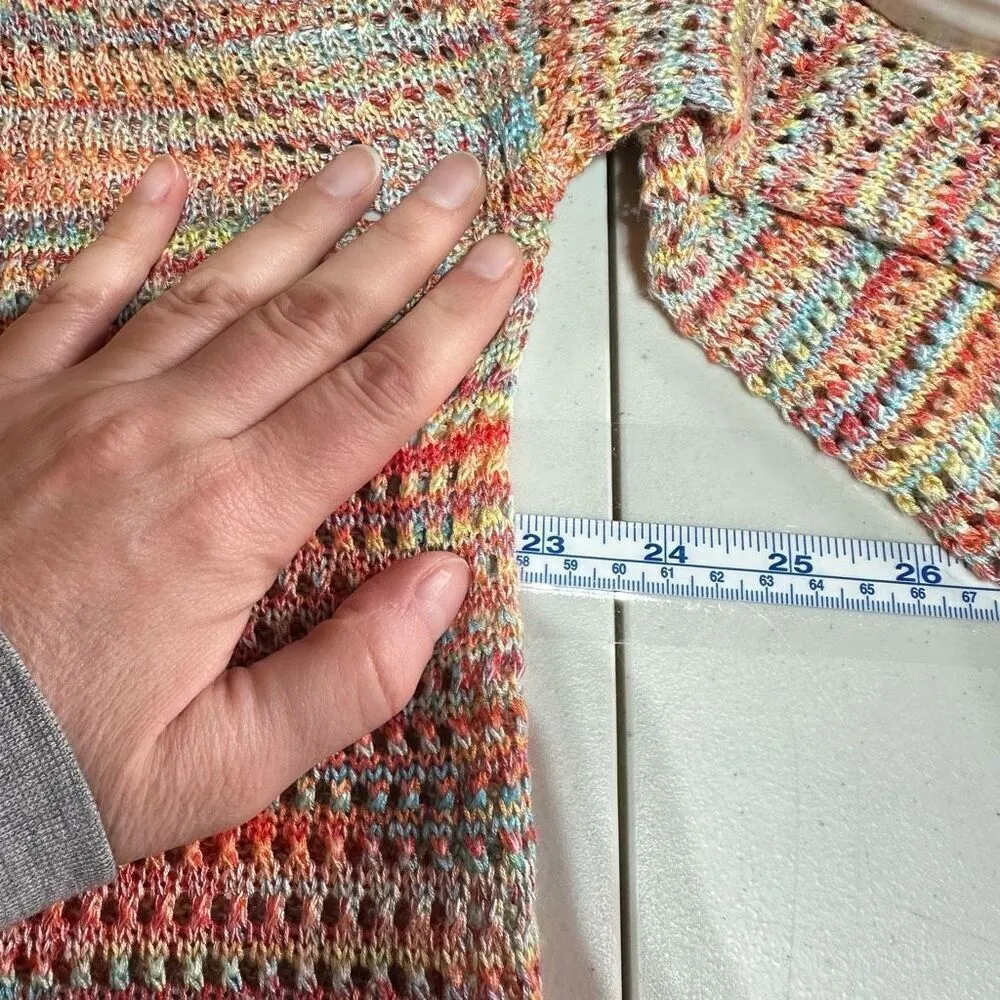 John Paul Richard Women Beachy Knit Sweater XL Fisherman Coastal Rainbow Colorfu - Image 4