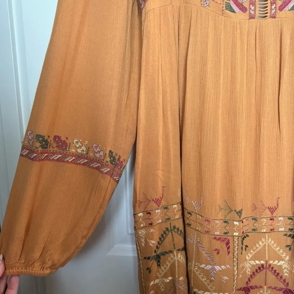 Free People Embroidered Rhiannon Mini Dress Long Sleeve Bohemian Festival Size S - Image 13