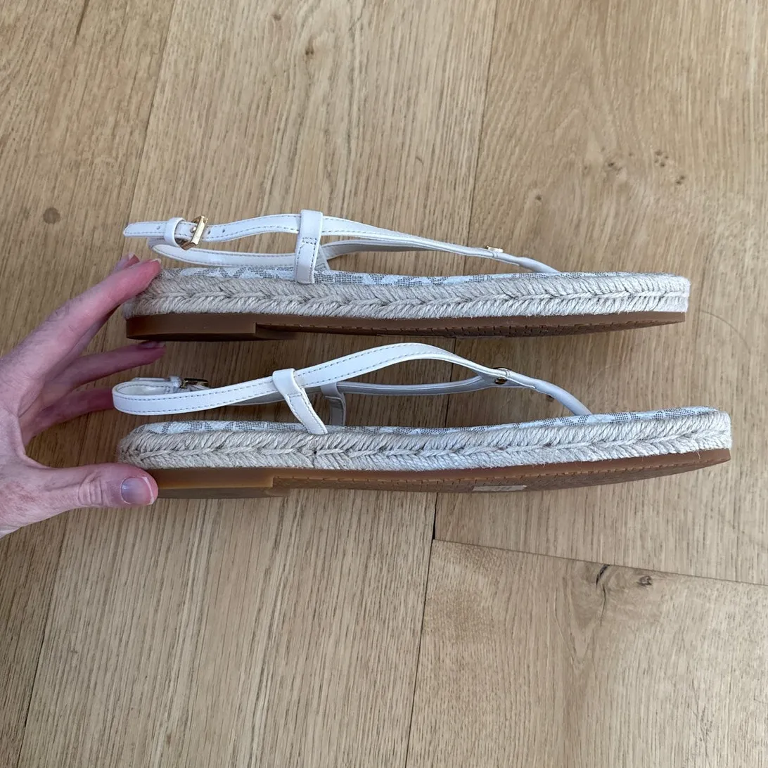 Michael Kors Espadrille Sandals Samara Size US8 White Beige Gold - Image 6
