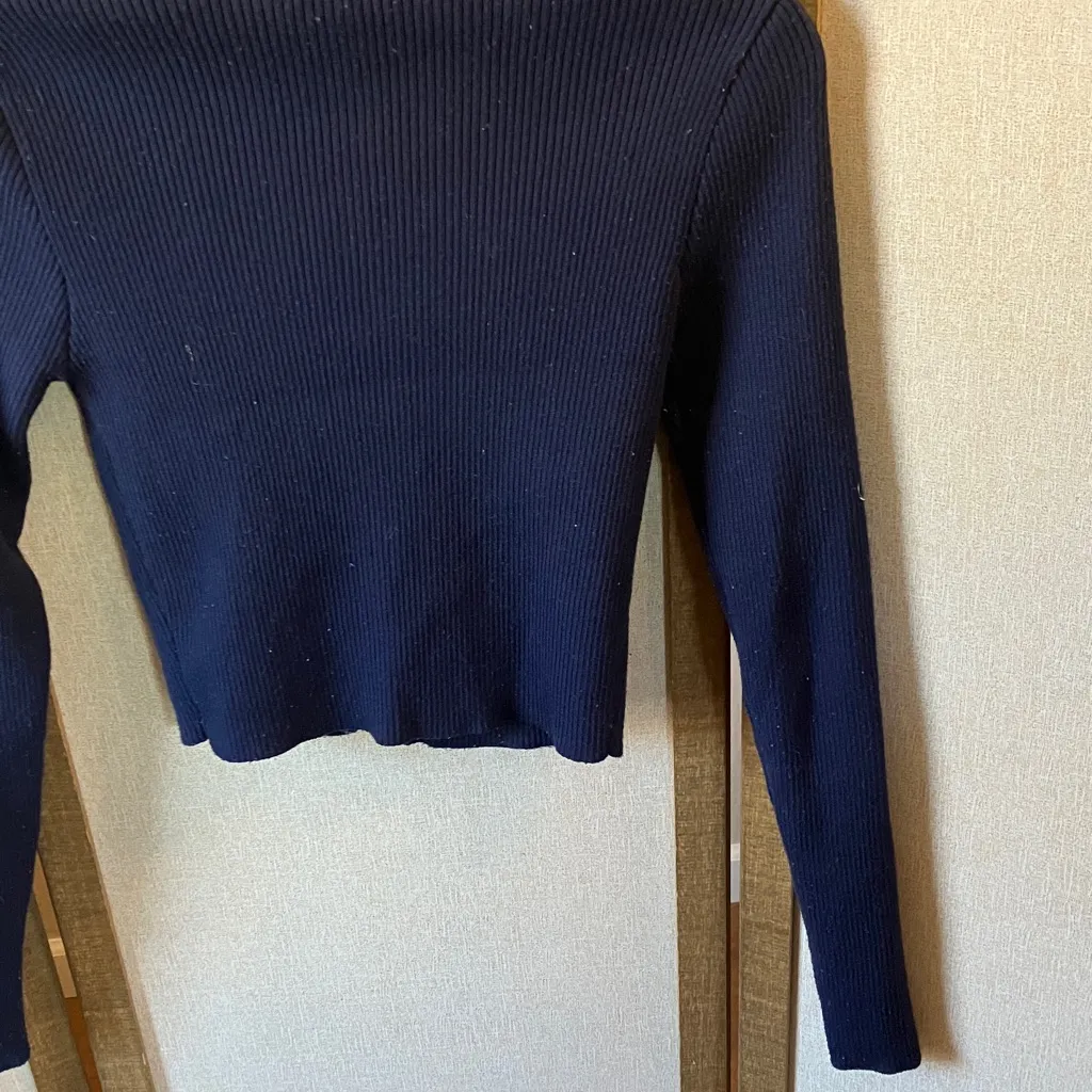 Forever 21 Deep Blue junior Ribbed cropped Cardigan small - Image 10