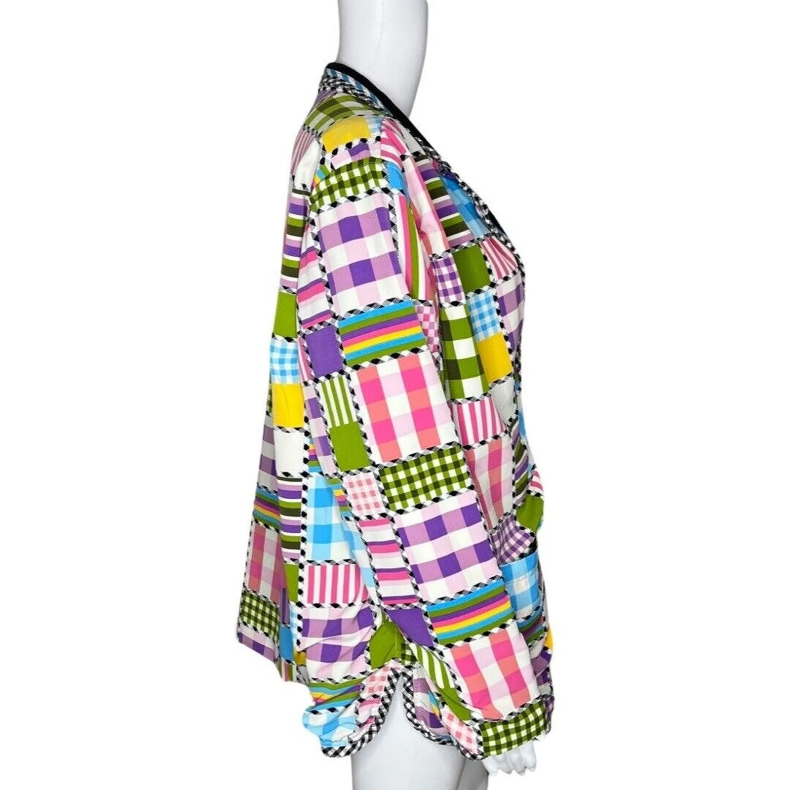 Koos of Course‎ Jacket Womens 1X Black Multi Patchwork Reversible Colorful Fun - Image 4