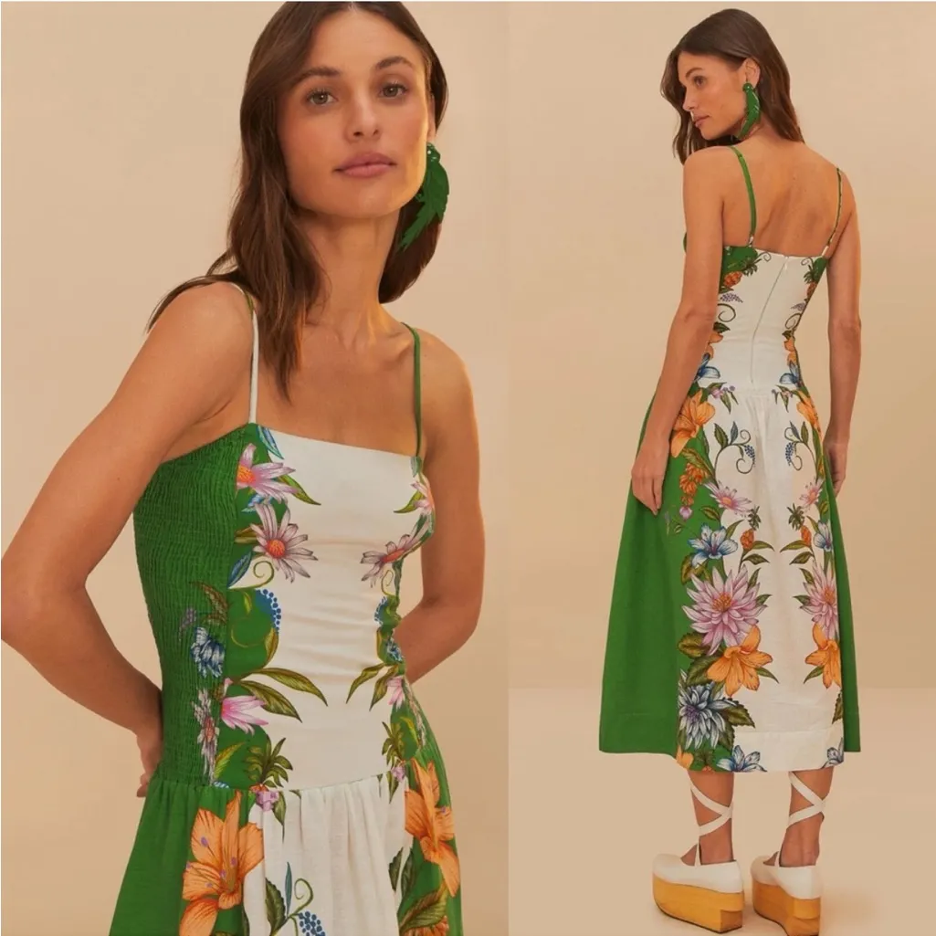 Farm Rio Off-White Sweet Bloom Dreamscape Midi Dress L - Image 11
