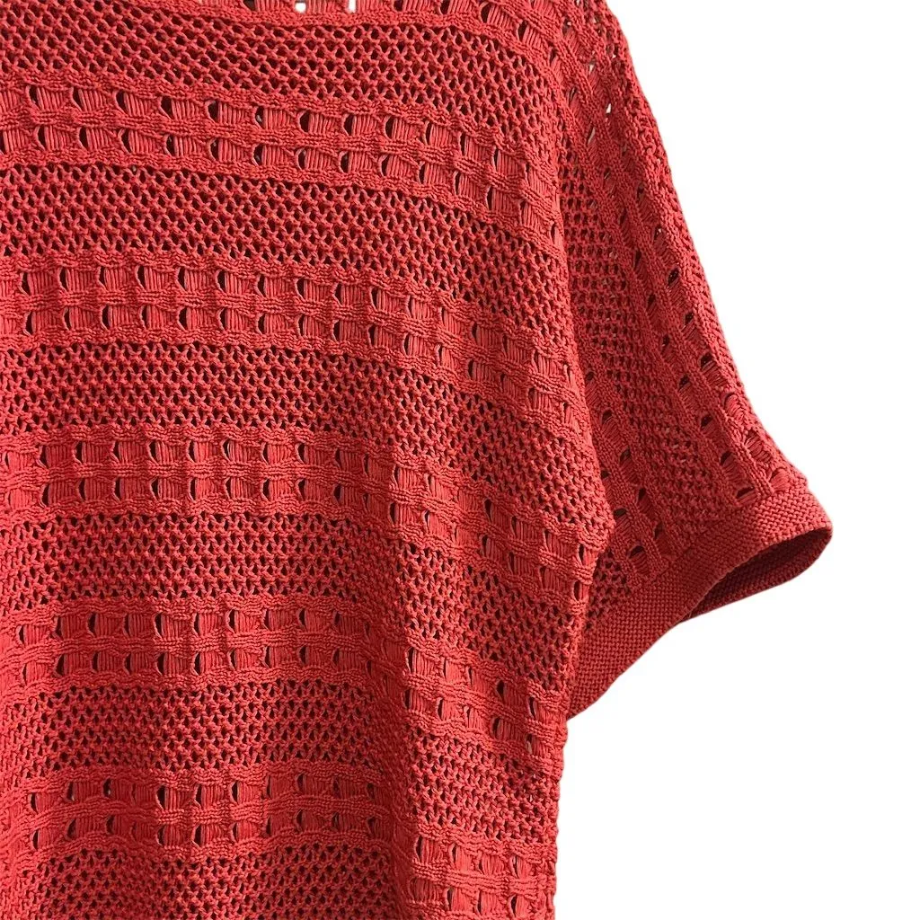 United States Sweaters Women's M Red Crochet Knit Pullover Sweater - Image 11