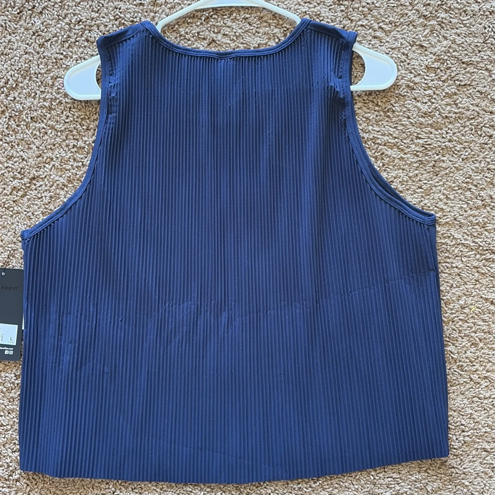 90 Degree Reflex Naval Academy Blue Easy Flow Plisse Tank Top Activewear Shirt L Size L - Image 7