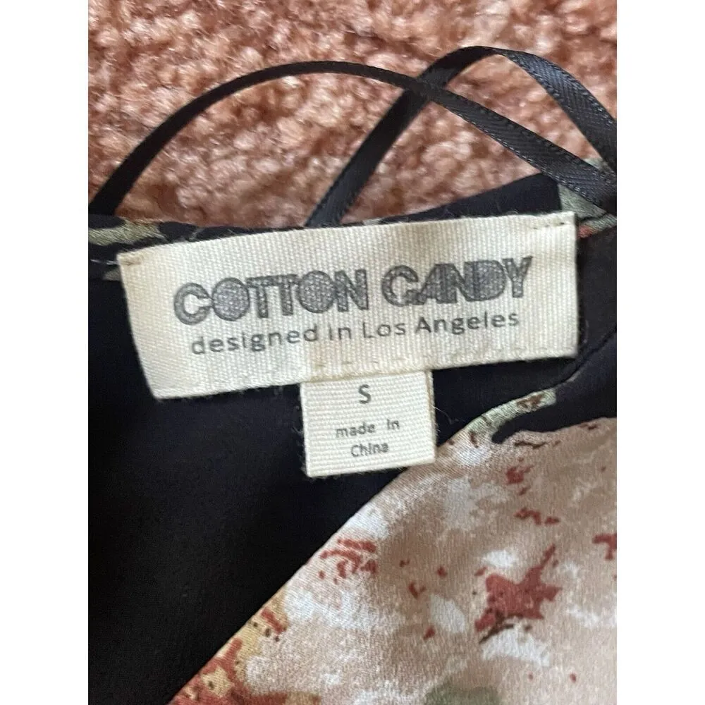 Cotton Candy La Floral Print Women’s lining long Sleeves Romper Size S New Black - Image 2