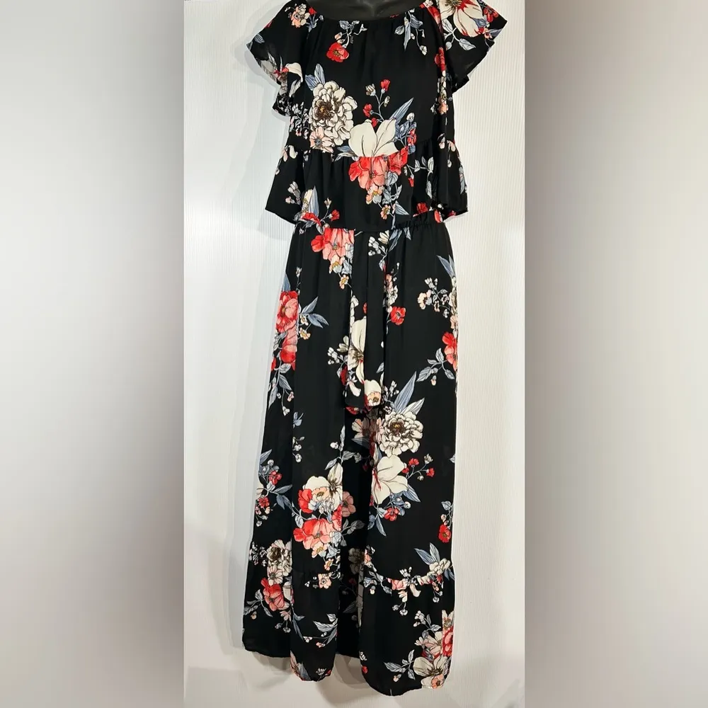 Peach Love Matching Floral Set Top And Shorts With Skirt Overlay Size Small - Image 4