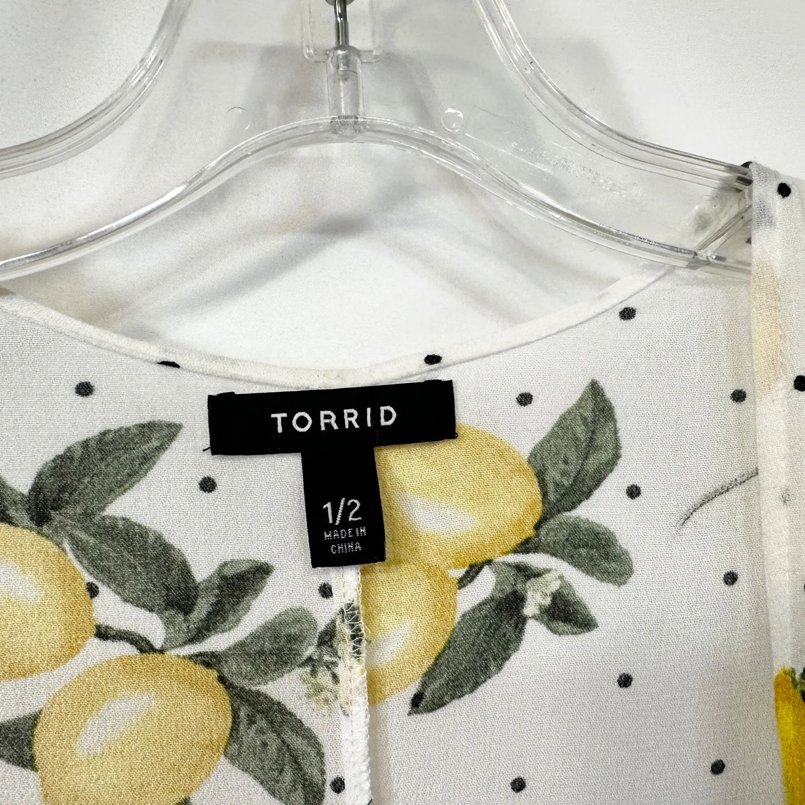 Torrid Plus Size 1X 2X Shrug White Lemons Polka Dot Kimono Gauzy 1798 - Image 8