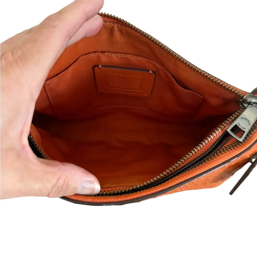 Coach Orange Ostrich Mia Crossbody Bag‎ - Image 7
