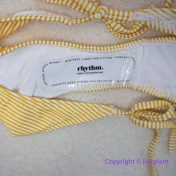 NEW Rhythm Noumea rib tie side bikini bottom in lemon yellow, size M Yellow Size M - Image 14