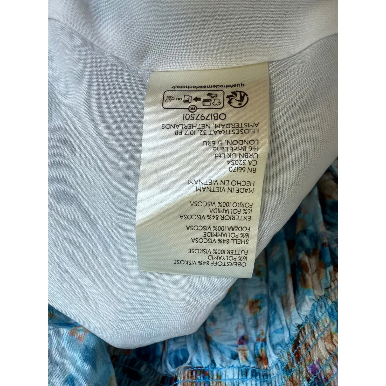 Anthropologie‎ Floral Print Blue Midi Dress Puff Sleeve Smocked Casual Size XS - Image 10