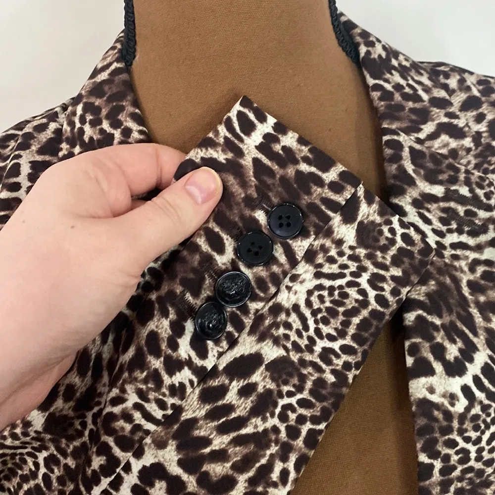 The Kooples leopard print crepe one button drapey blazer size XS - Image 8