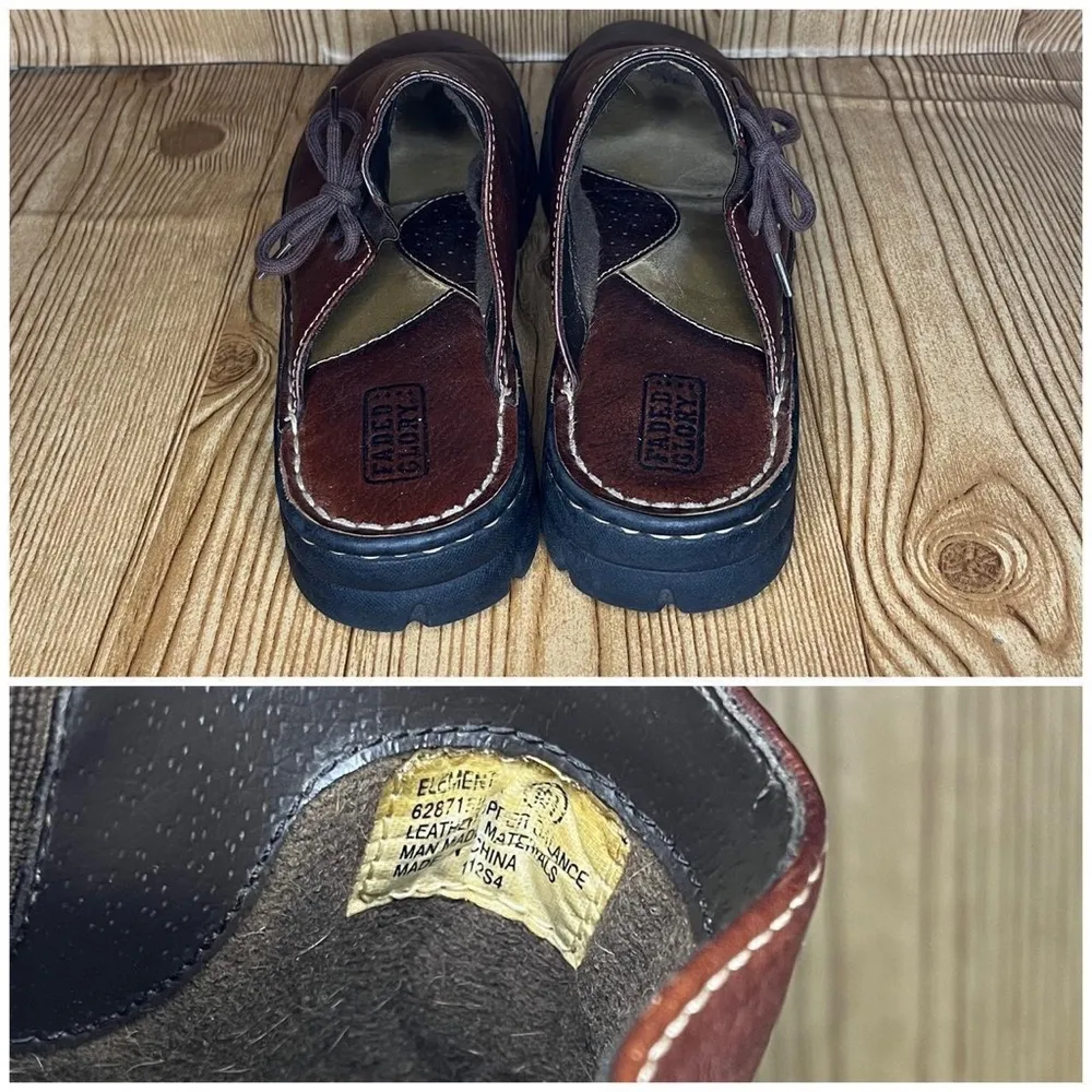 Y2K VTG Faded Glory Element Leather Clogs Slip On Mules Shoes
Women’s 10.5 - Image 4