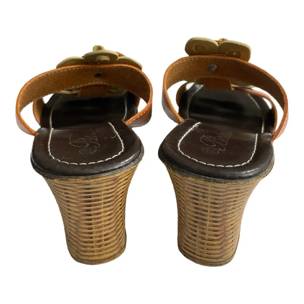 Bonita sandals slide peep toe wedge shoes low heels size 7 Orange - Image 4