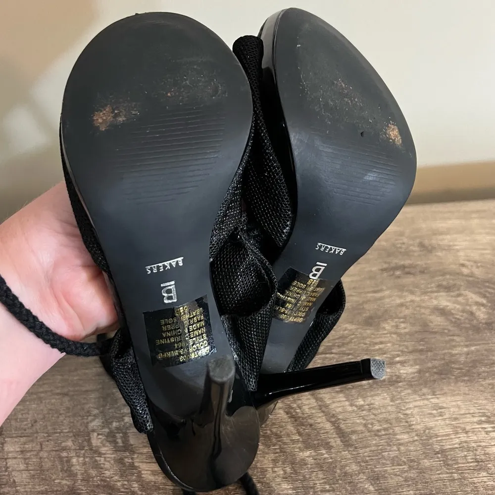 Bakers Black Tie stiletto High Heels Shoes Open Toe Formal Prom Hoco Sz 6.5 B - Image 7