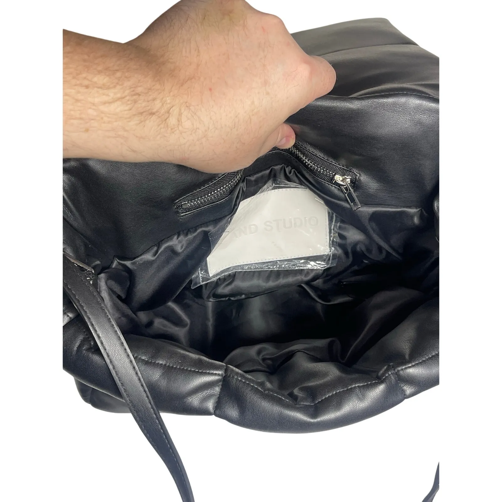 NWT ANTHROPOLOGIE STAND STUDIO Black Quilted Puffer Wanda Tote Bag - Image 8