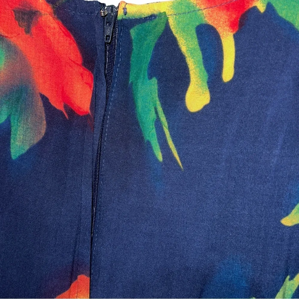 Vintage StoneBridge Tropical Floral Maxi Dress with Lace Up Side Detail Size 16 Blue - Image 4