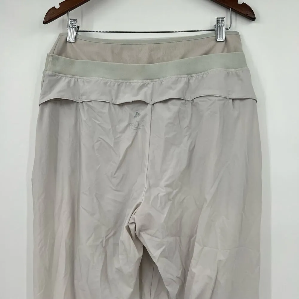 Adidas off white beige pull on track pants pockets mesh band size large - Image 3
