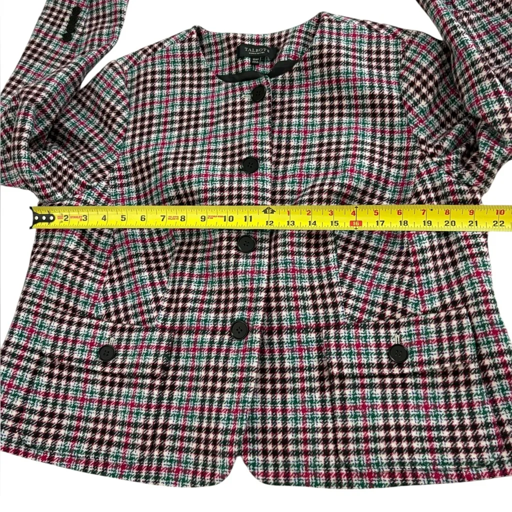 Talbots Wool Blazer Jacket Houndstooth Plaid Preppy Pockets Womens 16WP NWOT - Image 11