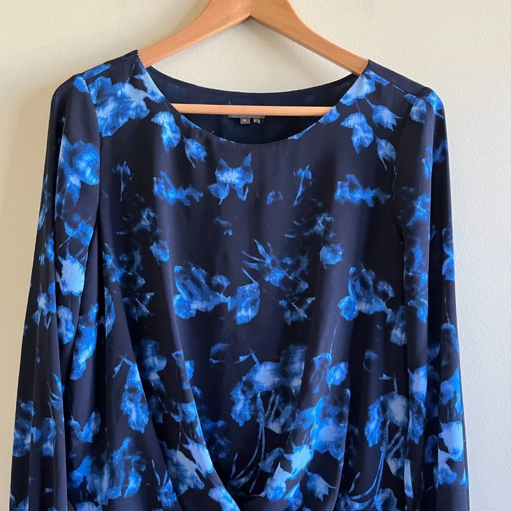 Vince Camuto  DROP WAIST LONG SLEEVE NAVY BLUE DRESS WOMENS SIZE M LINED … - Image 2