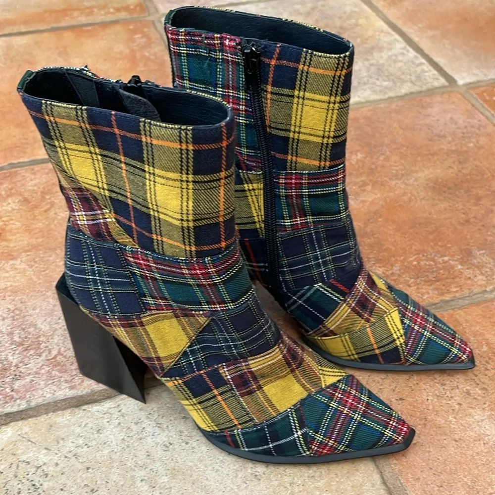 Jeffrey Campbell Siren plaid patchwork bootie size 6 - Image 2