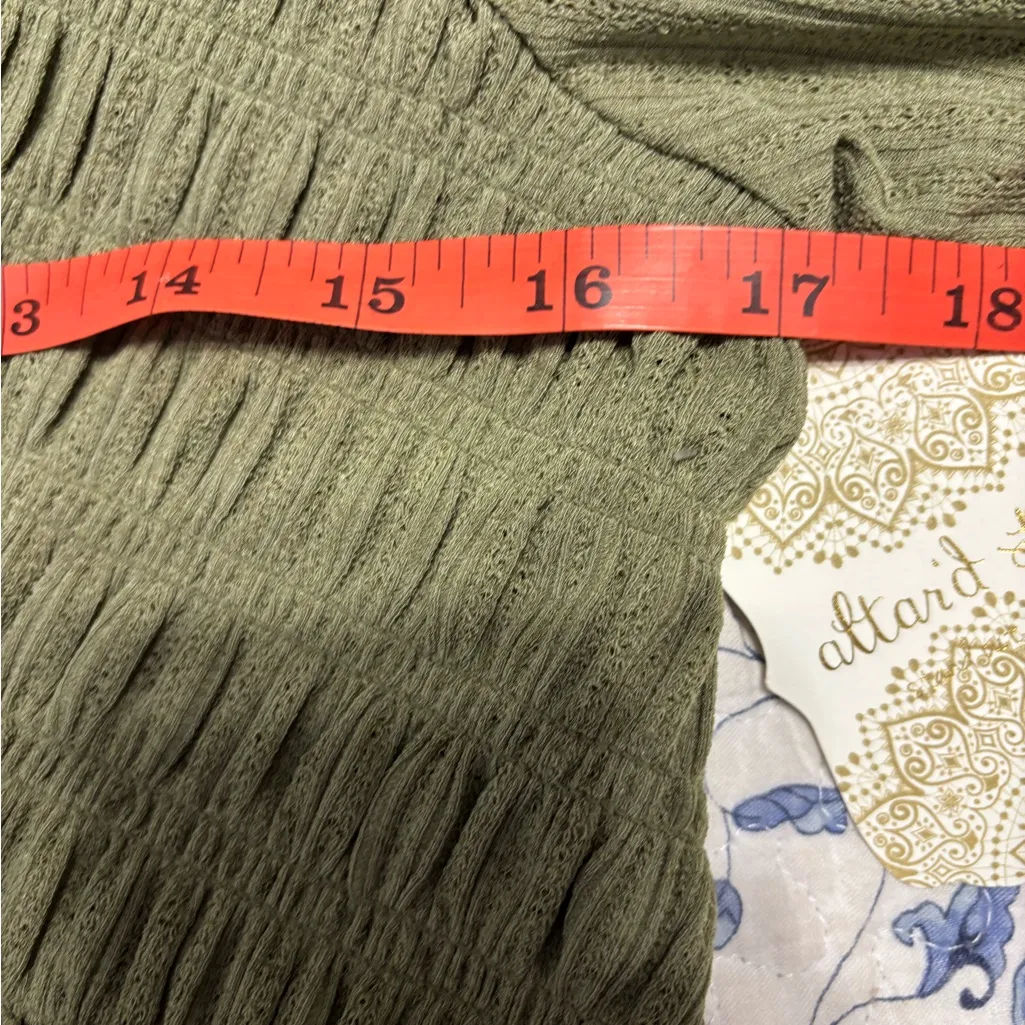 Altar'd State Olive L/S Dress with smocked bodice tiered ruffle hem shirt -Small - Image 5