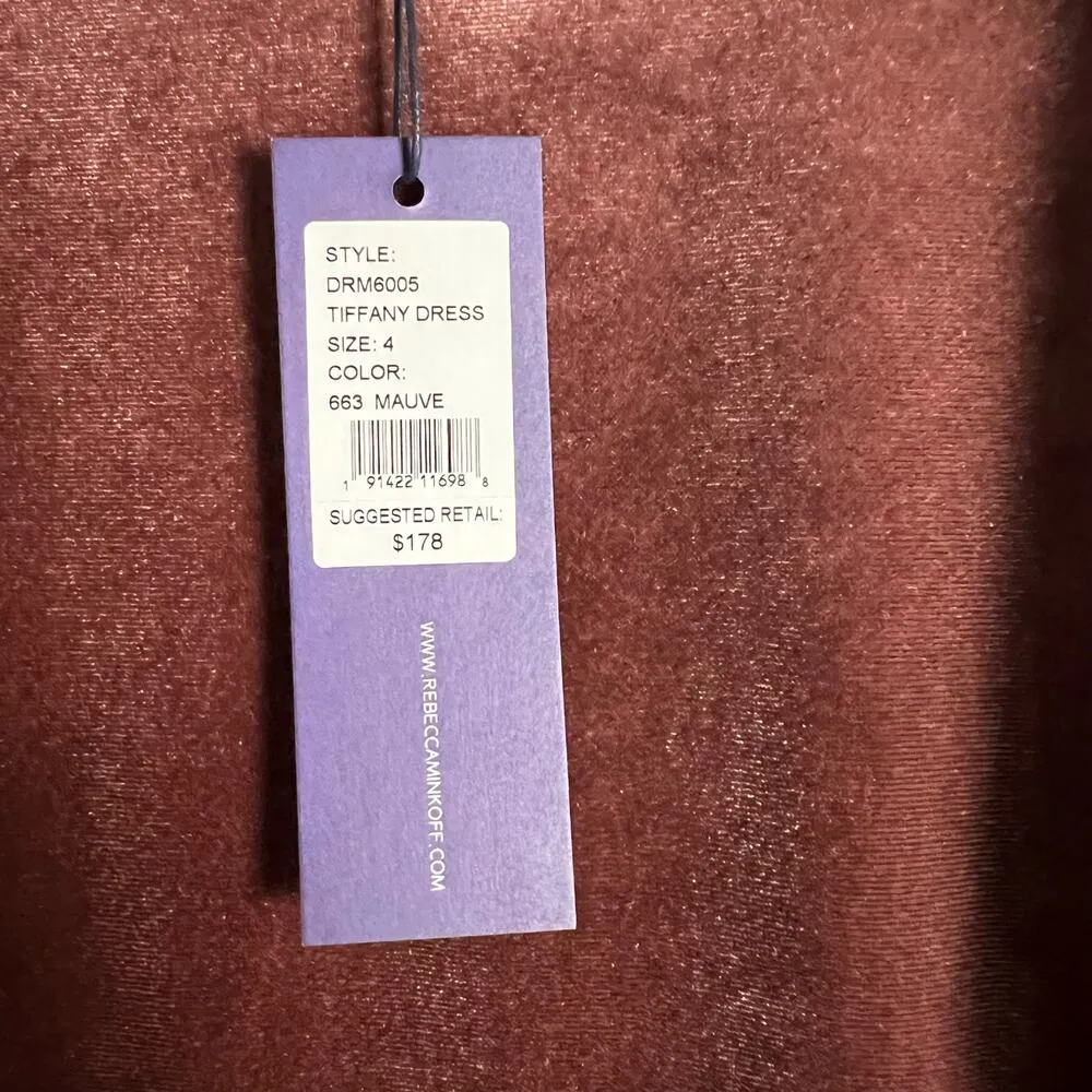 Rebecca Minkoff Tiffany Mauve Velvet Ruffle Hem Sleeveless Sheath Dress Size 4 - Image 6