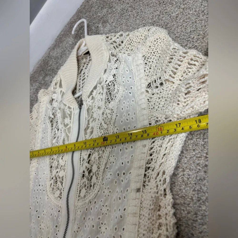 Free People Sun Storm Bomber Jacket  in Ivory Combo Boho Bohemian Hippie Small - Image 3