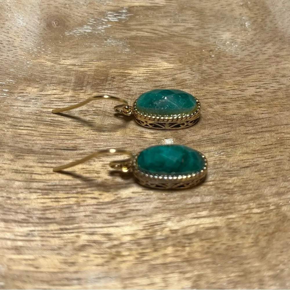 LIRM Faceted Green Onyx Gold Vermeil Over Sterling Silver Dangle Earrings - Image 6