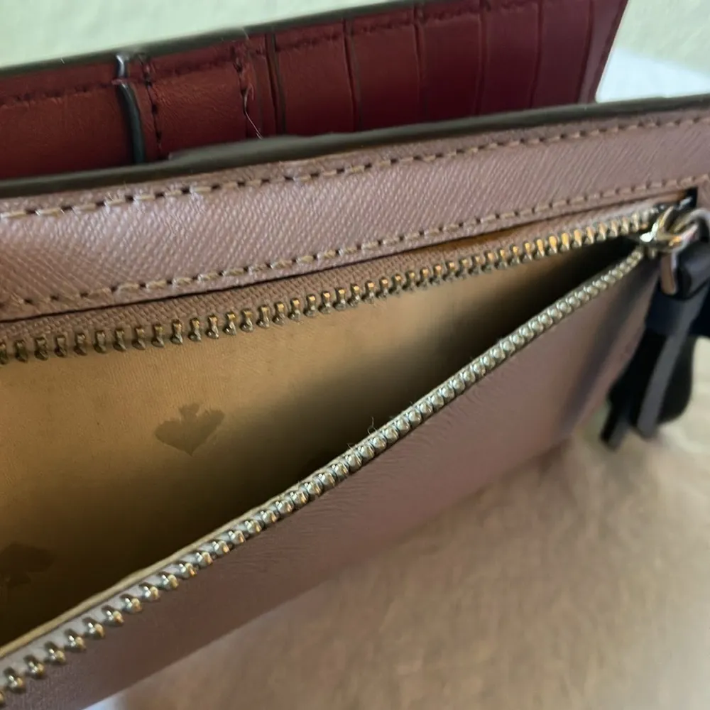 Kate Spade: Colorblock Blue/Purple tone 12 card slots- ID card spot- red inside - Image 10