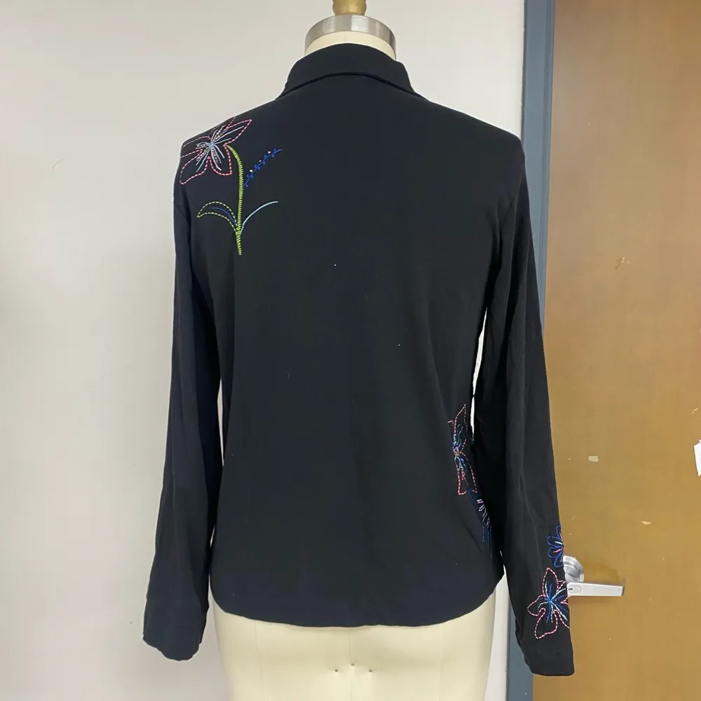 Y2K Laura Ashley Floral Appliqué Jacket M - Image 5